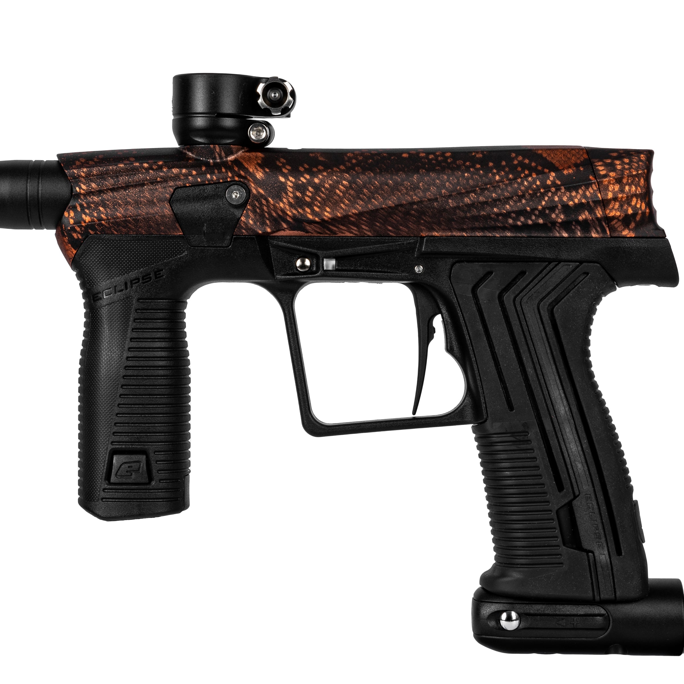 HK Army x Planet Eclipse ETHA3 Snake Red Electronic Gun std config, marker, durable field setup, for woodsball play, close detail