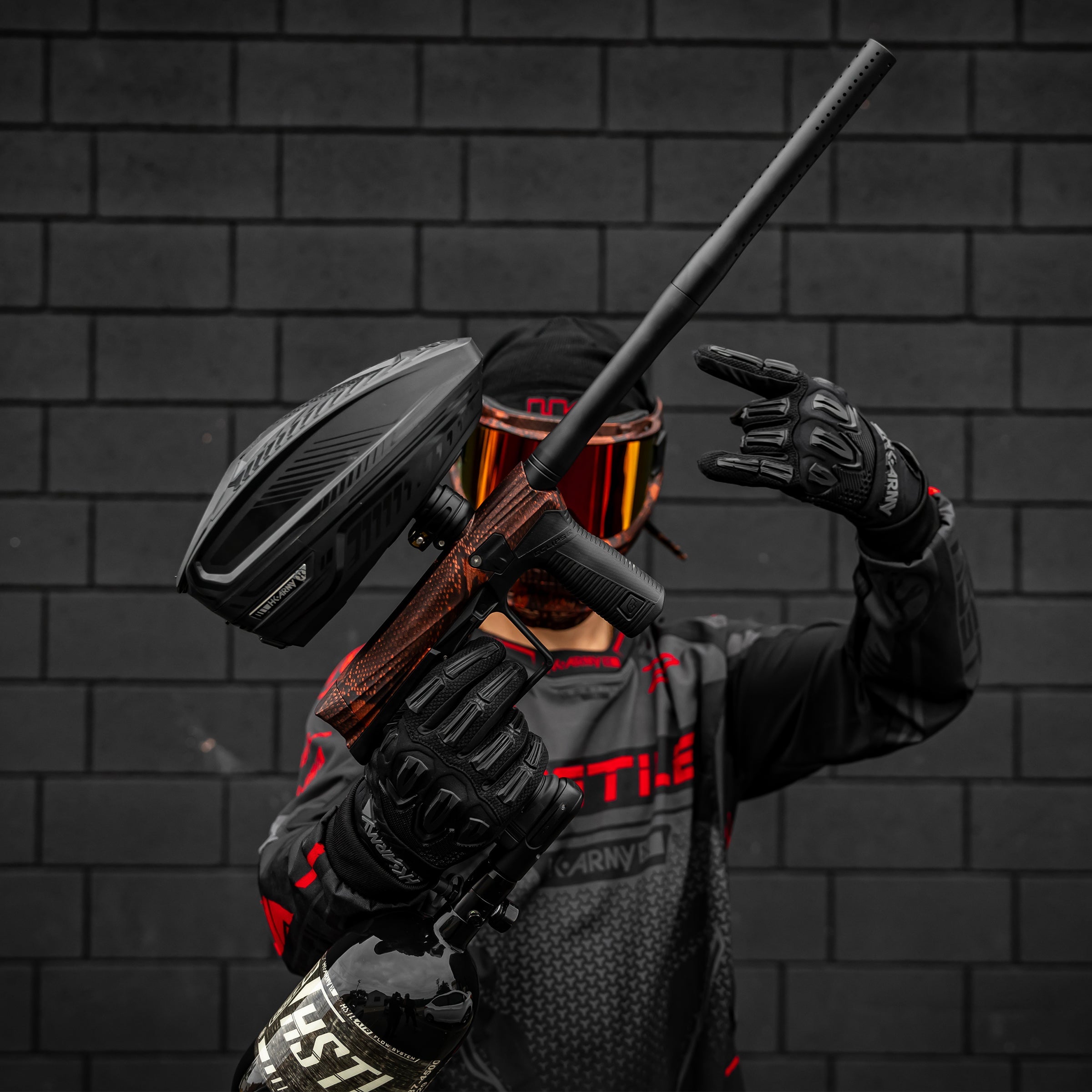 HK Army x Planet Eclipse ETHA3 Snake Red Electronic Gun std config, marker, ready to play feel, for woodsball play, feature detail