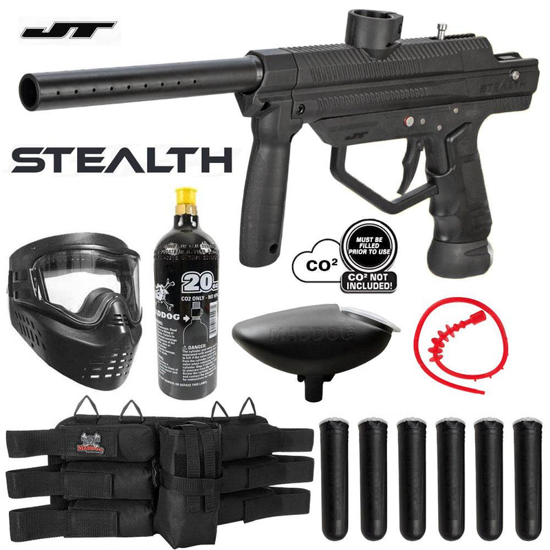 Maddog JT Stealth Tactical Titanium CO2 Paintball Gun Marker Starter Package JT Paintball