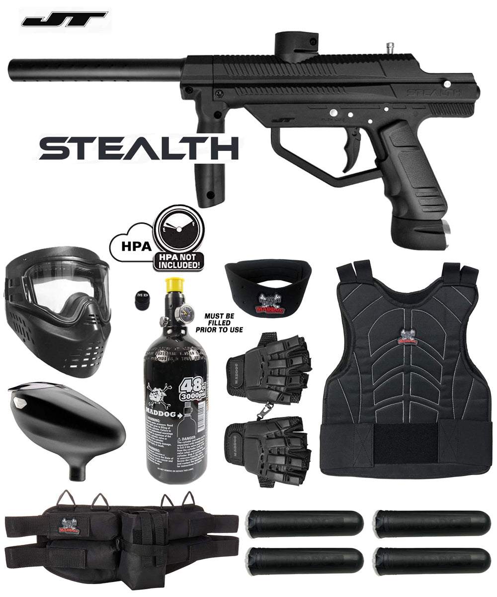 Maddog JT Stealth Tactical Protective HPA Paintball Gun Marker Starter Package JT Paintball