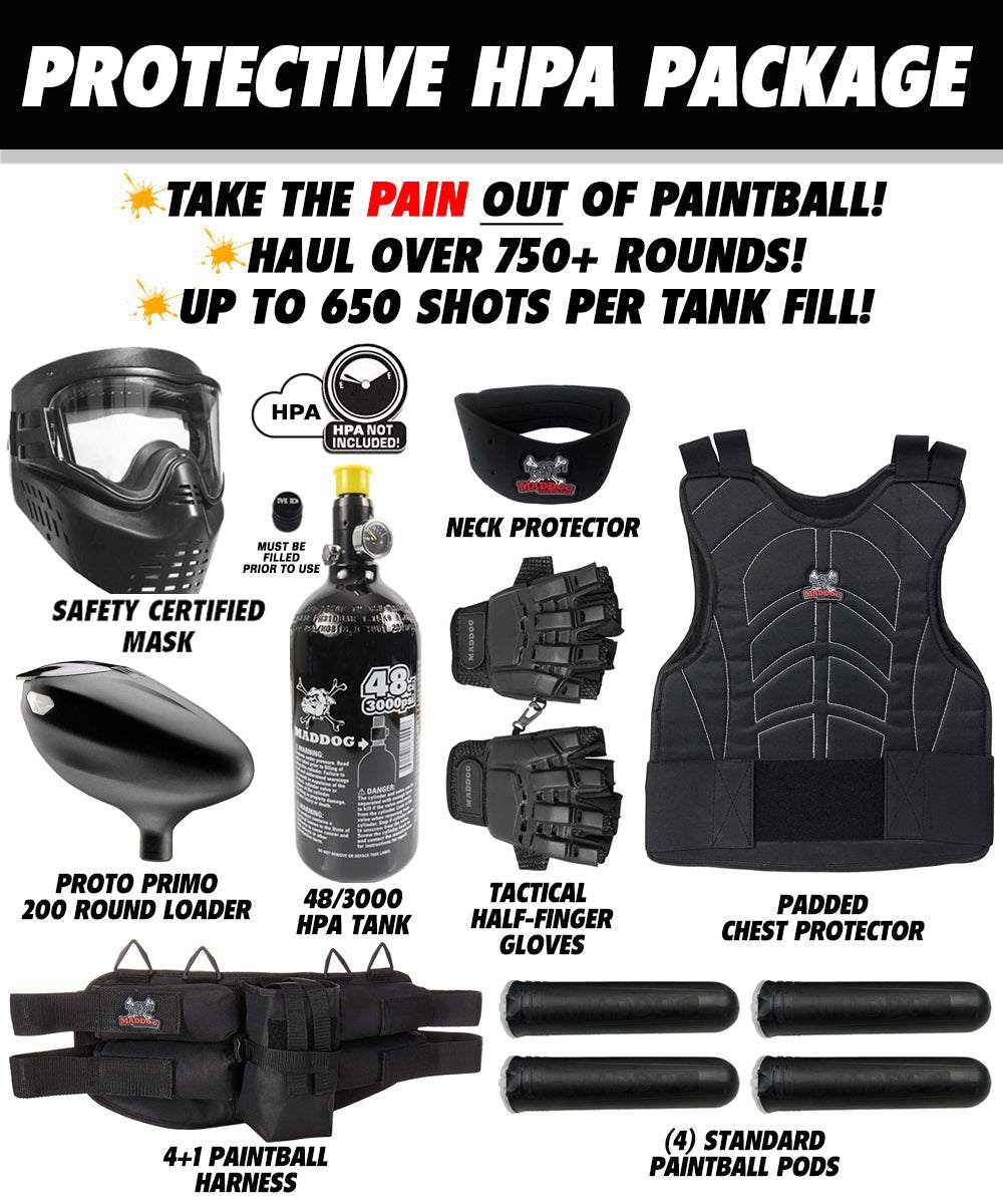 Maddog JT Stealth Tactical Protective HPA Paintball Gun Marker Starter Package JT Paintball