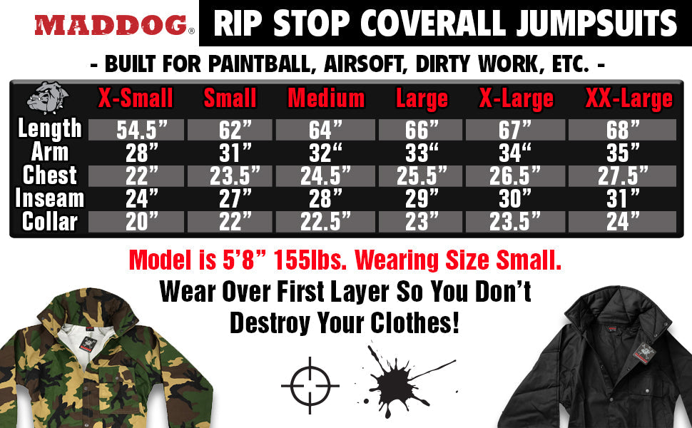 CLEARANCE Maddog Tactical Paintball Rip Stop Coverall Jumpsuit - OPEN BOX / Limited Use