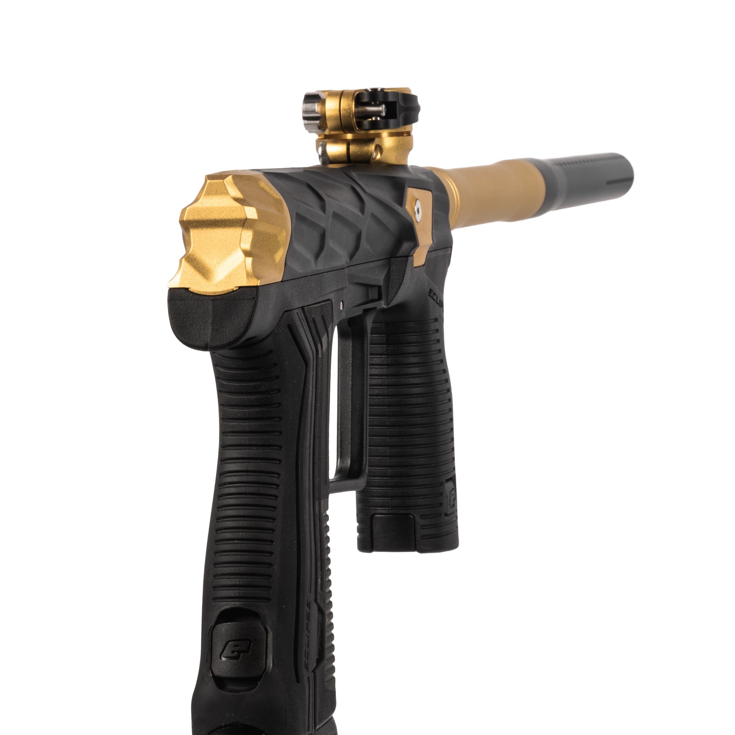 HK Army x Planet Eclipse ETHA3 MTL Hive Prestige Electronic std config, marker, durable field setup, for woodsball play, close detail