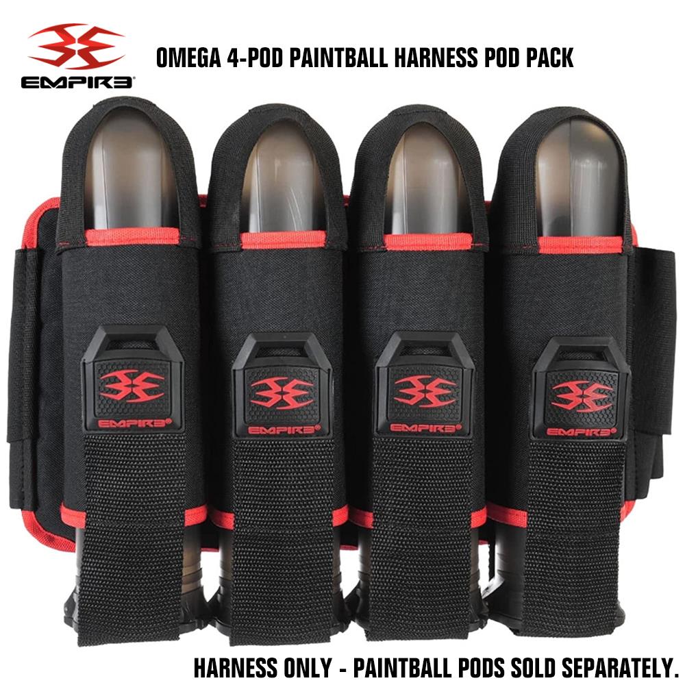 Empire Omega 4-Pod Paintball Harness Pod Pack - Black / Red