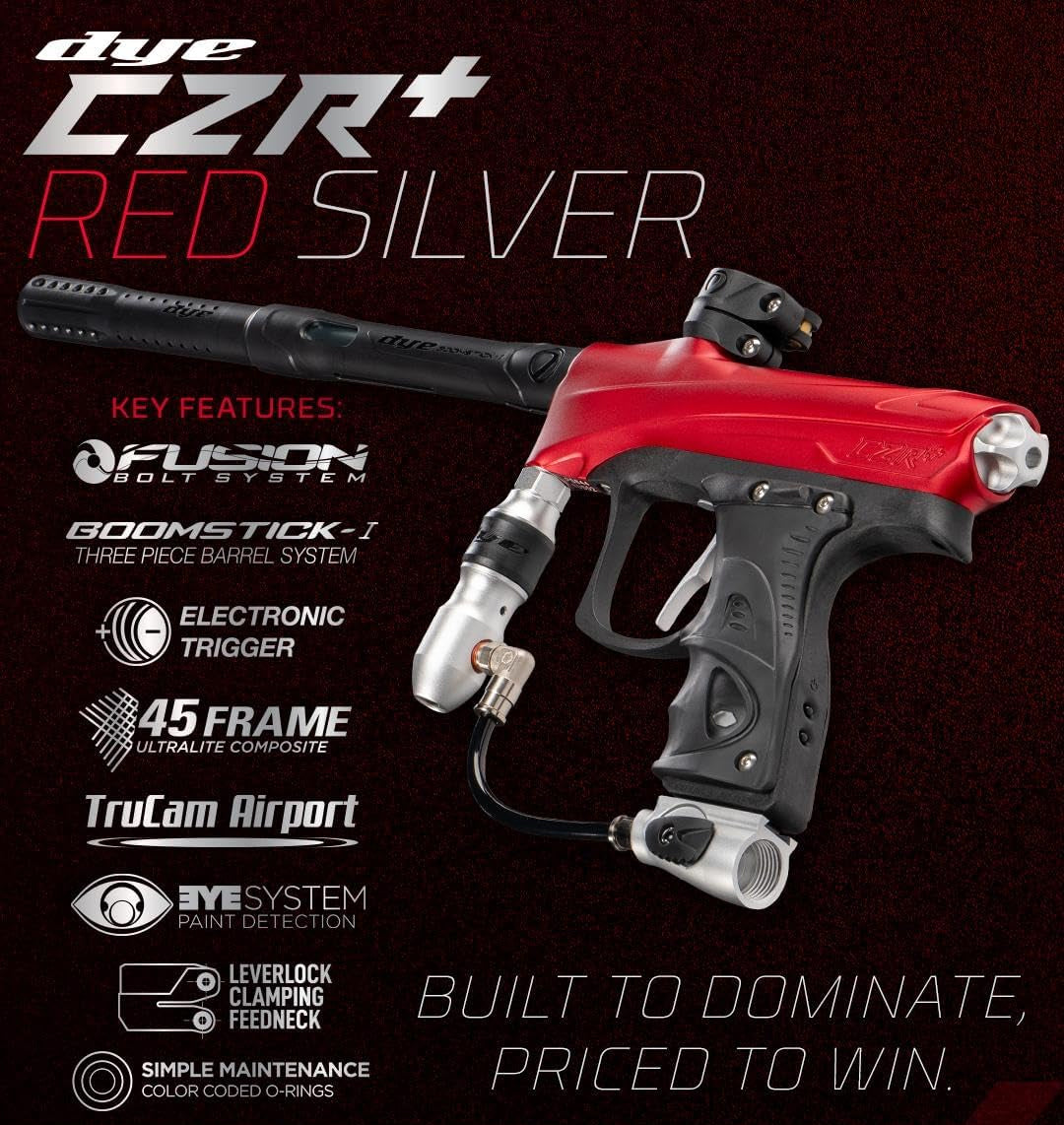 CLEARANCE Used Dye CZR+ .68 Caliber Full Auto Electronic Paintball Gun Marker - Red / Silver