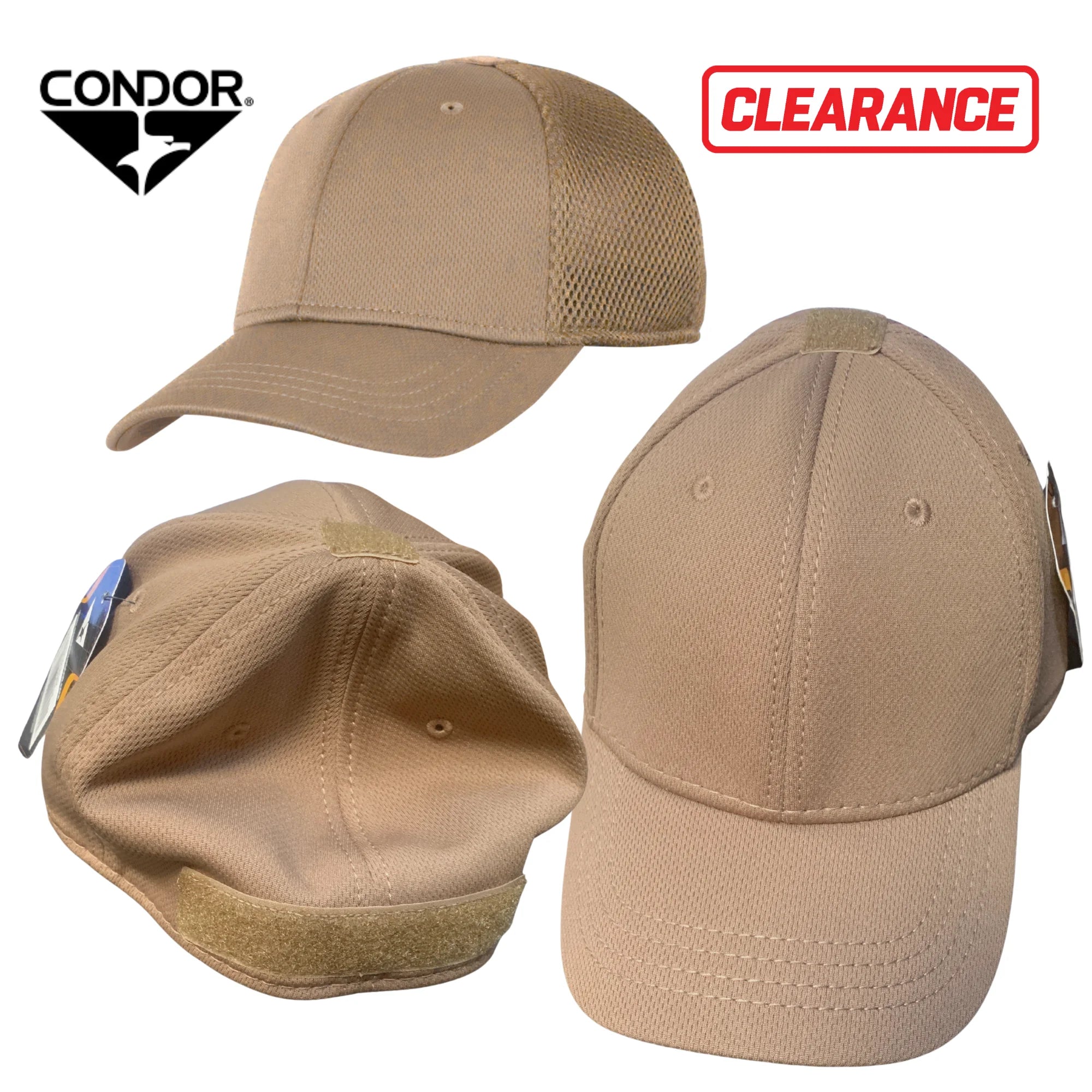 Condor Tactical Mesh Flex Fitted Team Cap - Small / Medium - Multiple Angles Brown Tan
