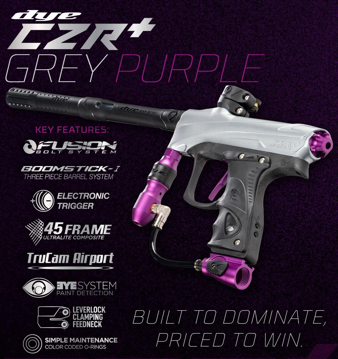 CLEARANCE Dye CZR+ .68 Caliber Full Auto Electronic Paintball Gun Marker - Grey / Purple Dust | USED But NOT Abused