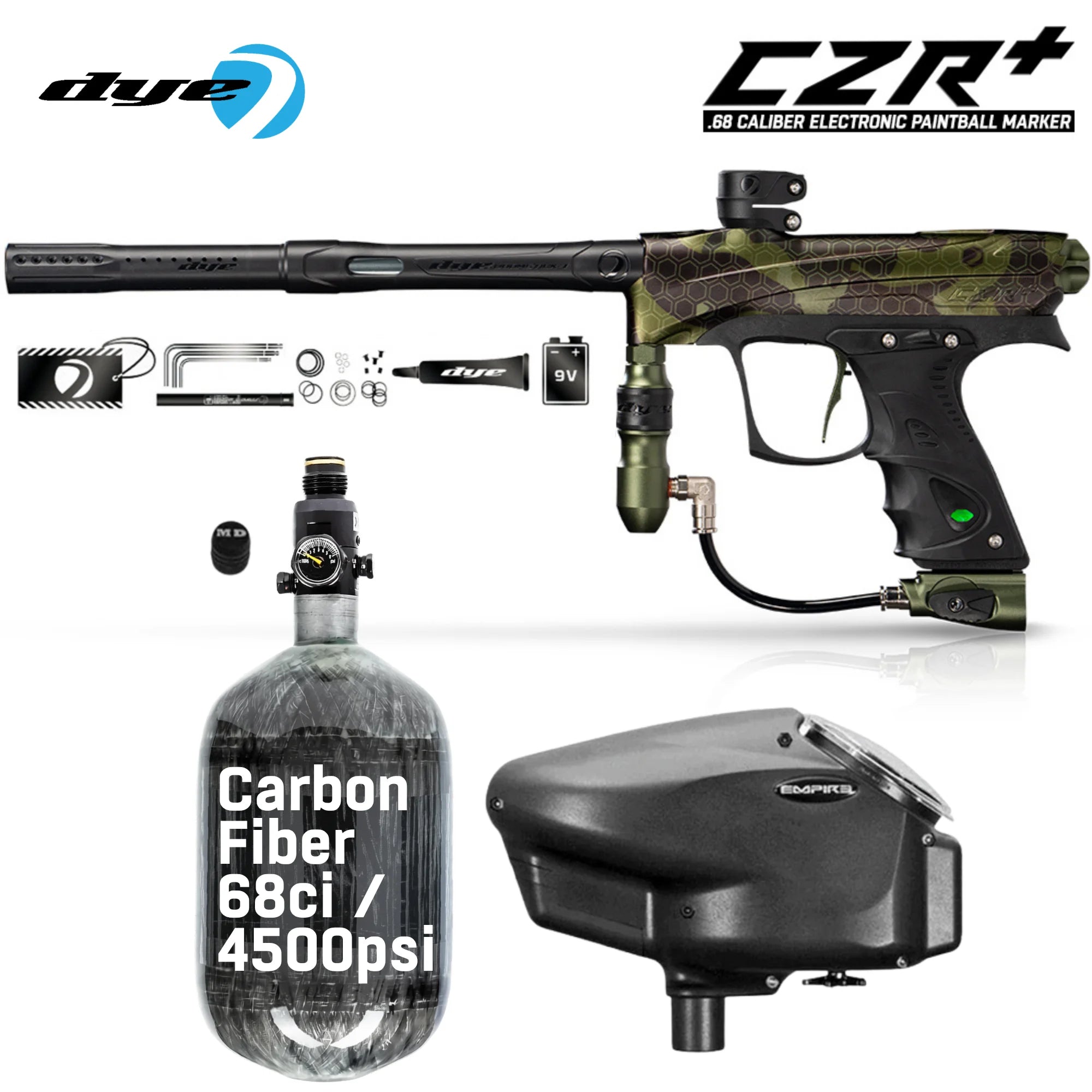 DYE CZR+ Electronic Paintball Gun Packages (All-In-One Kits)