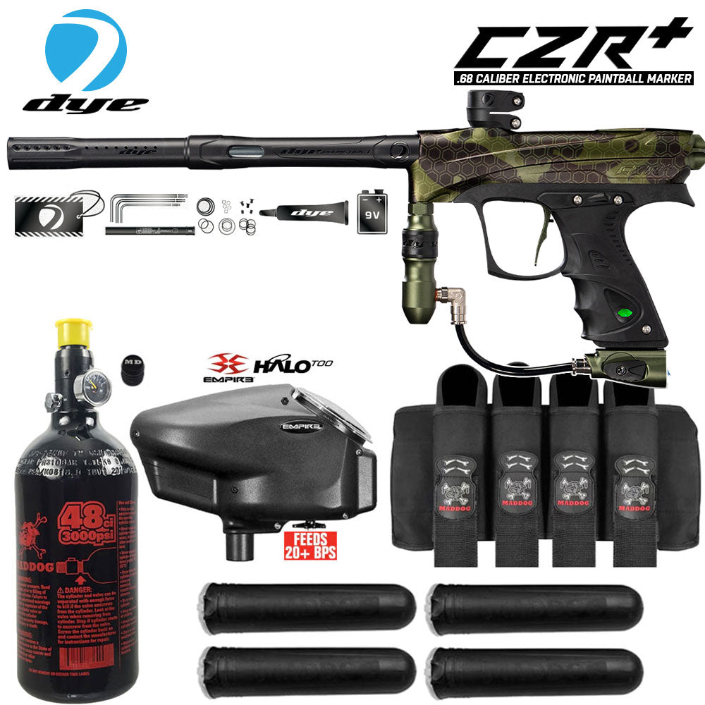 Dye CZR+ Electronic Paintball Gun Marker Packages | Maddog All-In-One Starter Kits