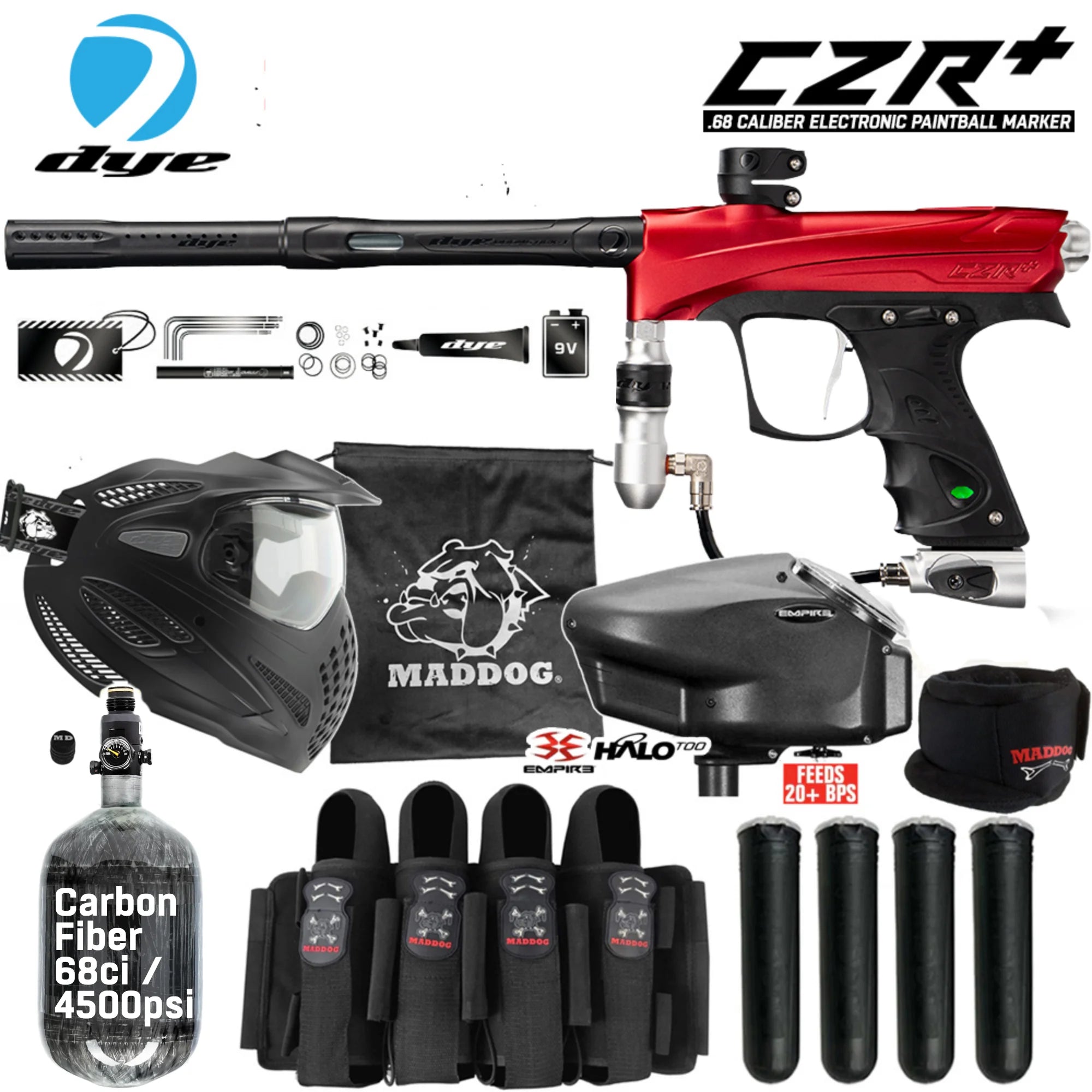 DYE CZR+ Electronic Paintball Gun Packages (All-In-One Kits)