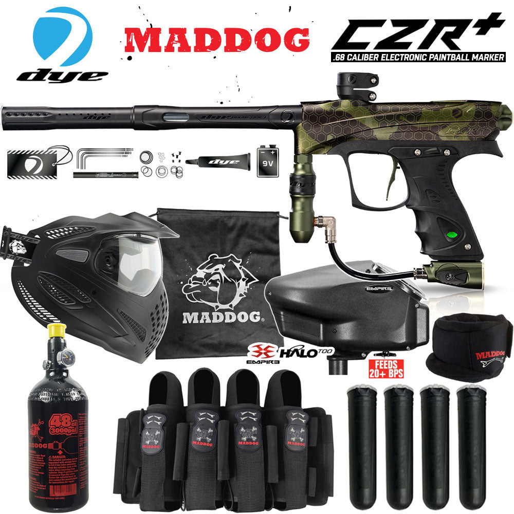 Dye CZR+ Electronic Paintball Gun Marker Packages | Maddog All-In-One Starter Kits