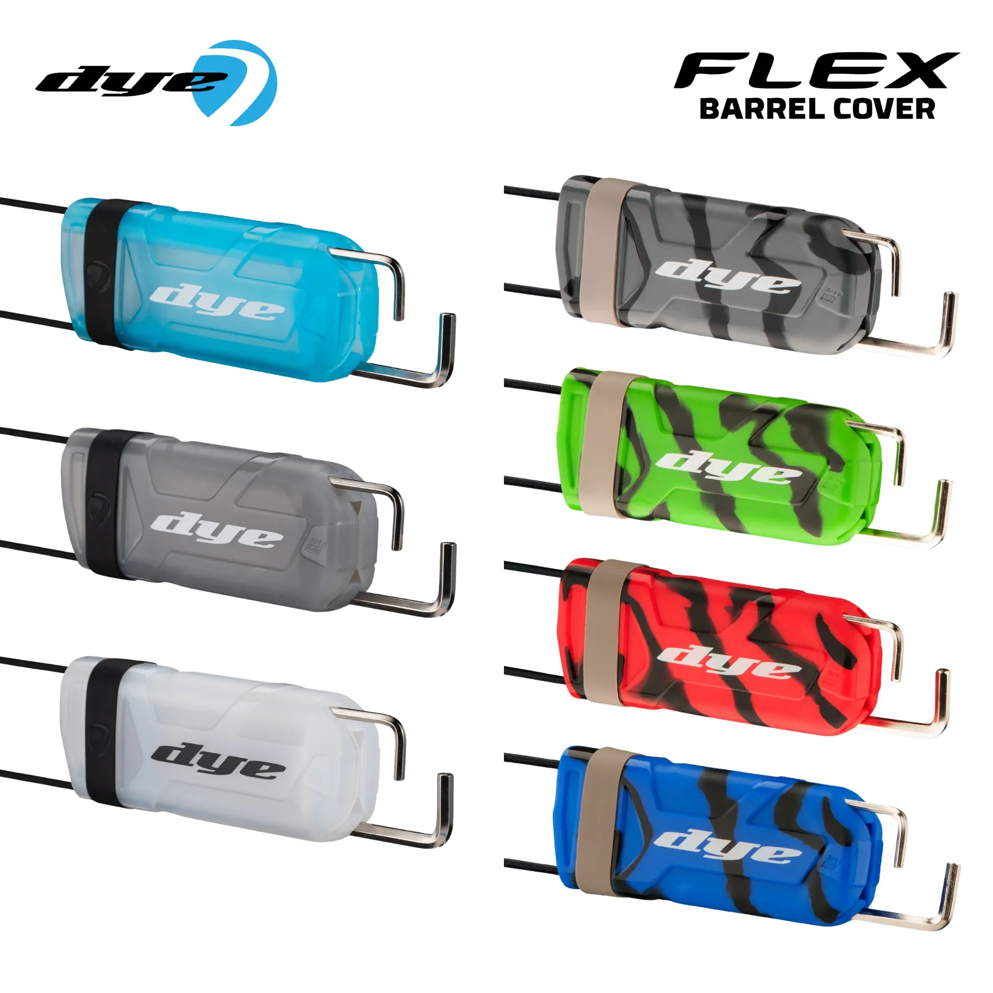 DYE Flex TWST Barrel Cover Sock – Safety Barrel Black / Grey color, marker barrel, accurate shot control, for tighter groupings, hero view