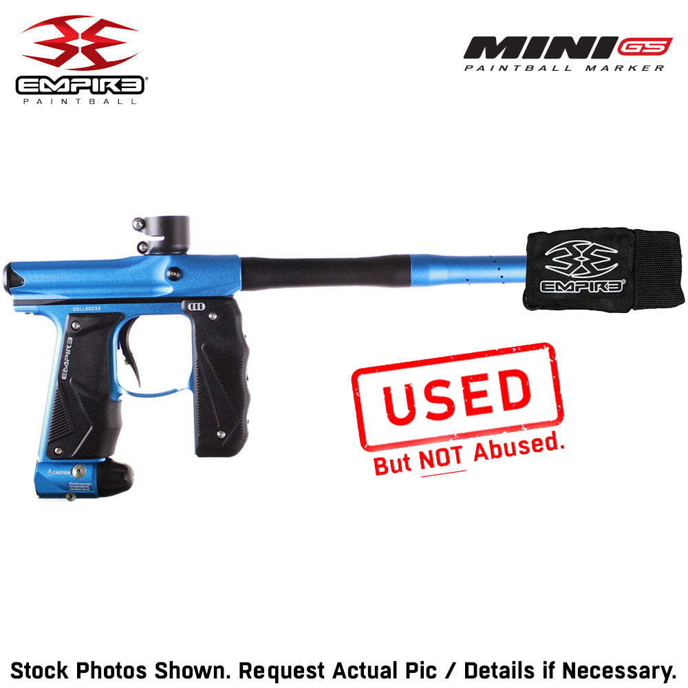 CLEARANCE Empire Mini GS Electronic Paintball Gun .68 Caliber - Full Auto - Dust Blue / Black 2-pc Barrel | USED But NOT Abused