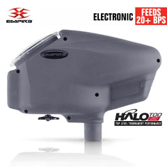 Limited Edition Empire Halo Too electronic paintball loader hopper in matte black with 20+ BPS feeding and HK Army Epic Speed Feed compatible