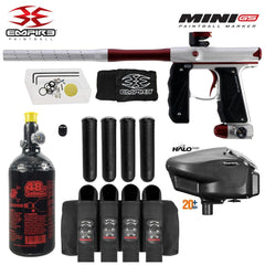 Empire Mini GS full auto paintball gun package with 48/3000 HPA tank, Empire Halo Too loader, 4-pod harness and pods