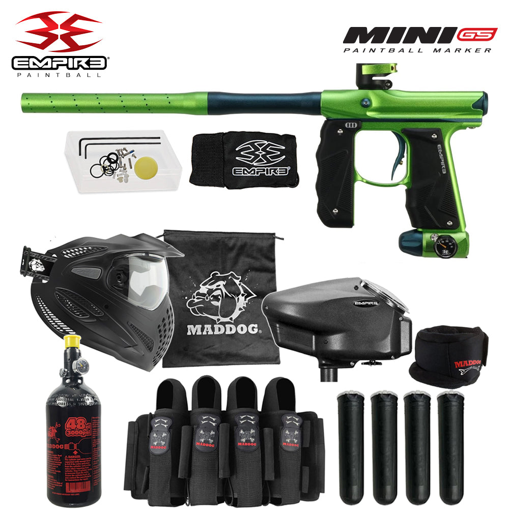 Empire Mini GS Dust Silver / Red - 2pc Barrel choose your mini gs π«, marker, accurate marker control, for woodsball play, rear angle