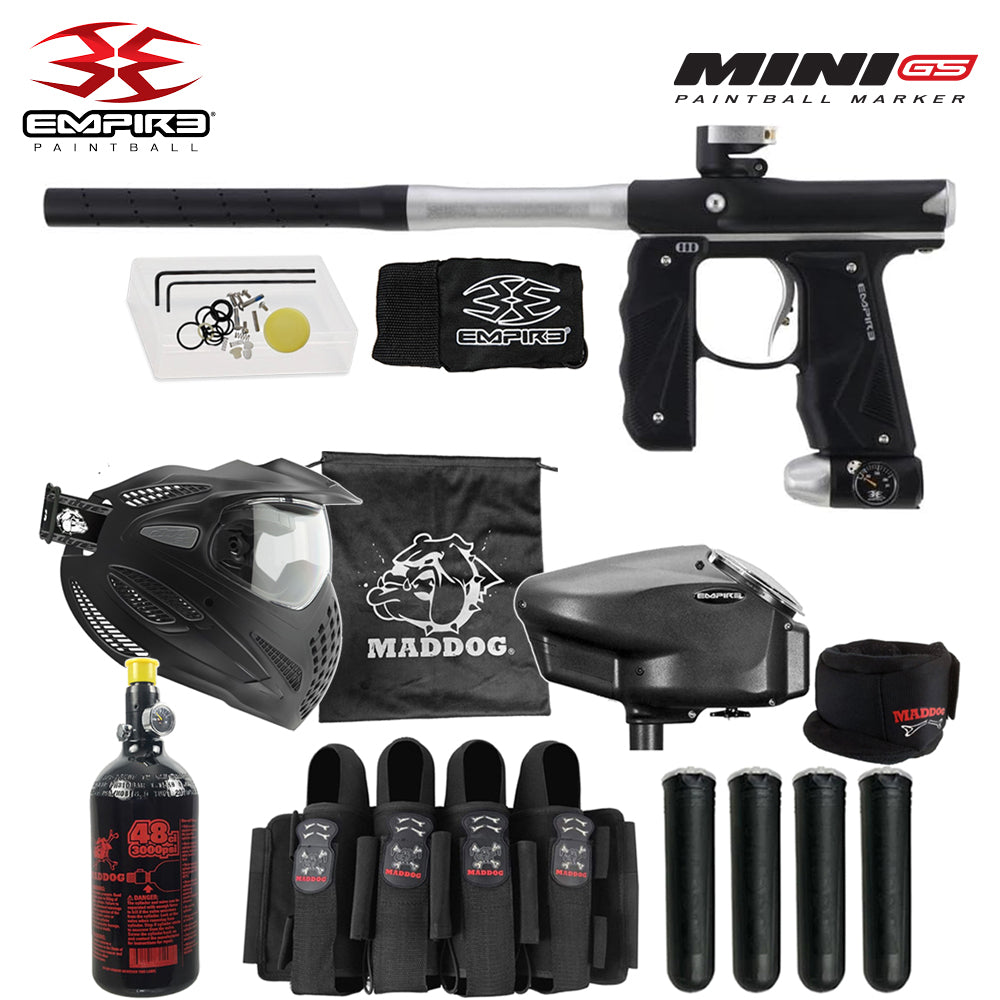 Empire Mini GS Electronic Marker Packages (HPA Kits) std config, marker, balanced shot feel, for woodsball play, shop display view