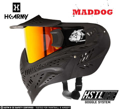 Black Maddog HK Army HSTL Goggle with orange fire anti-fog thermal lens for paintball and airsoft protection