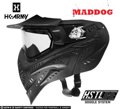 Maddog HK Army HSTL Goggle full-face paintball and airsoft mask with anti-fog thermal lens and adjustable strap in black.