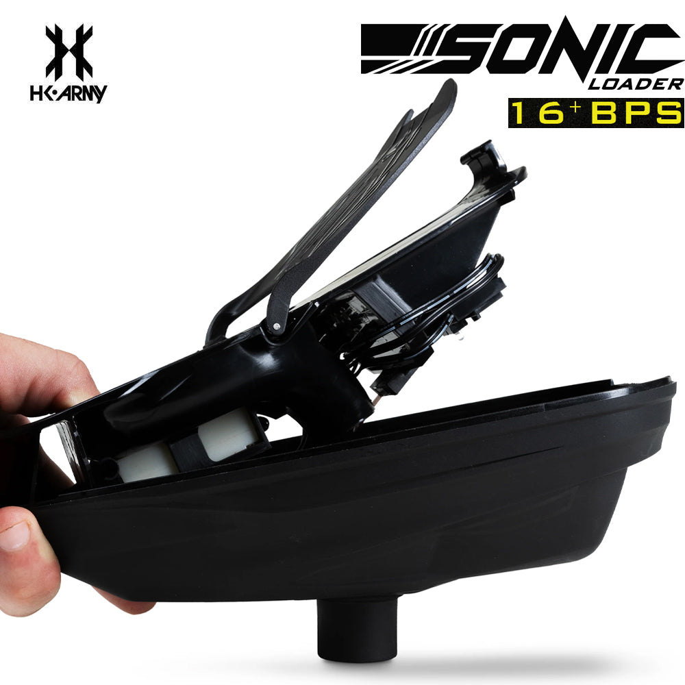 HK Army Sonic Electronic Loader – 16+ BPS std config, hopper loader, high speed reloads, for tournament, feature detail