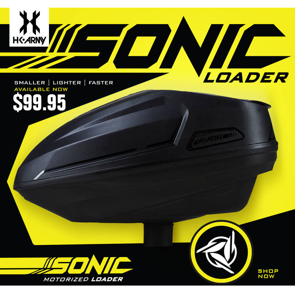 HK Army Sonic Electronic Paintball Loader – 16+ BPS Motorized Hopper (Black)