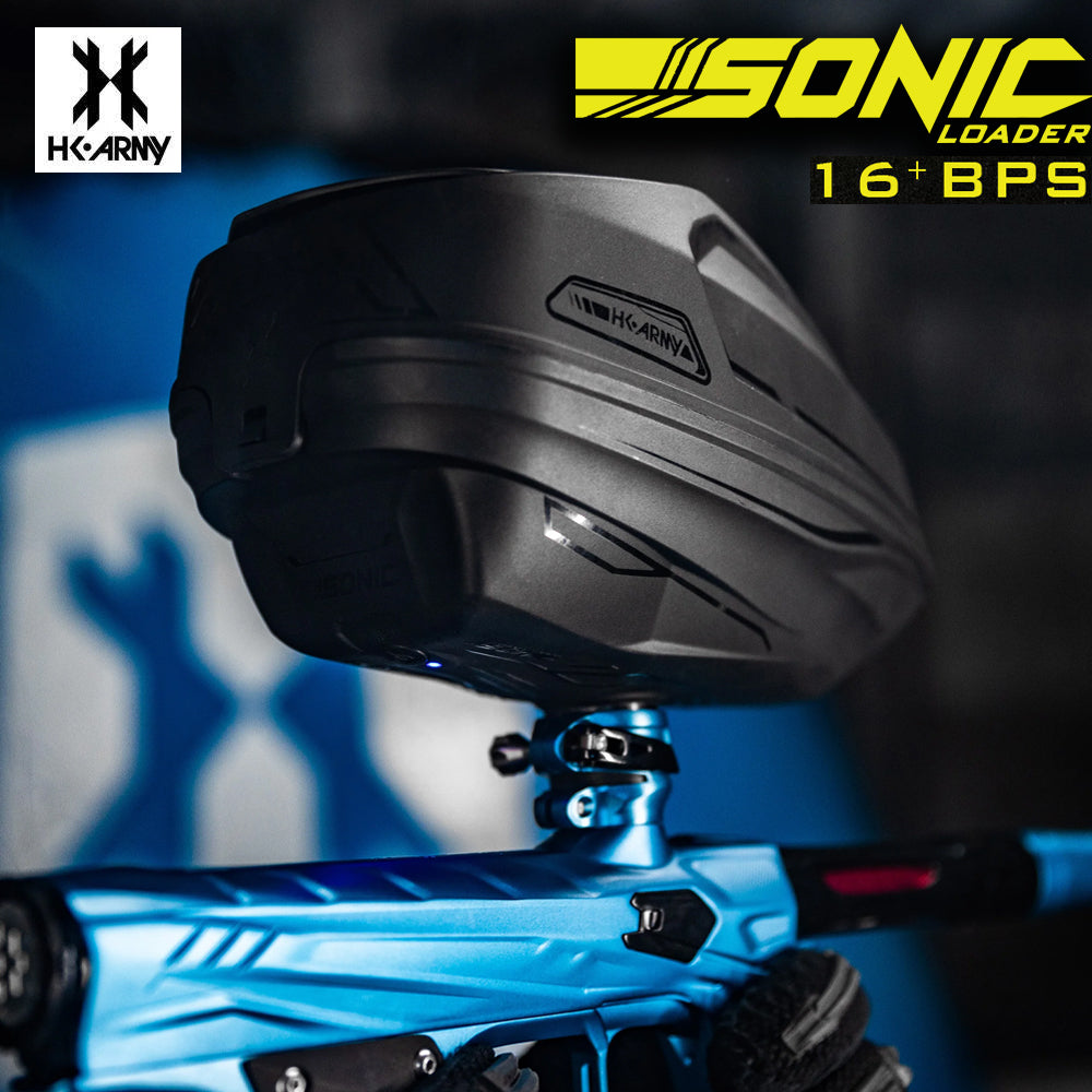 HK Army Sonic Electronic Loader – 16+ BPS Motorized std config, hopper loader, reliable loading, for tournament, close detail