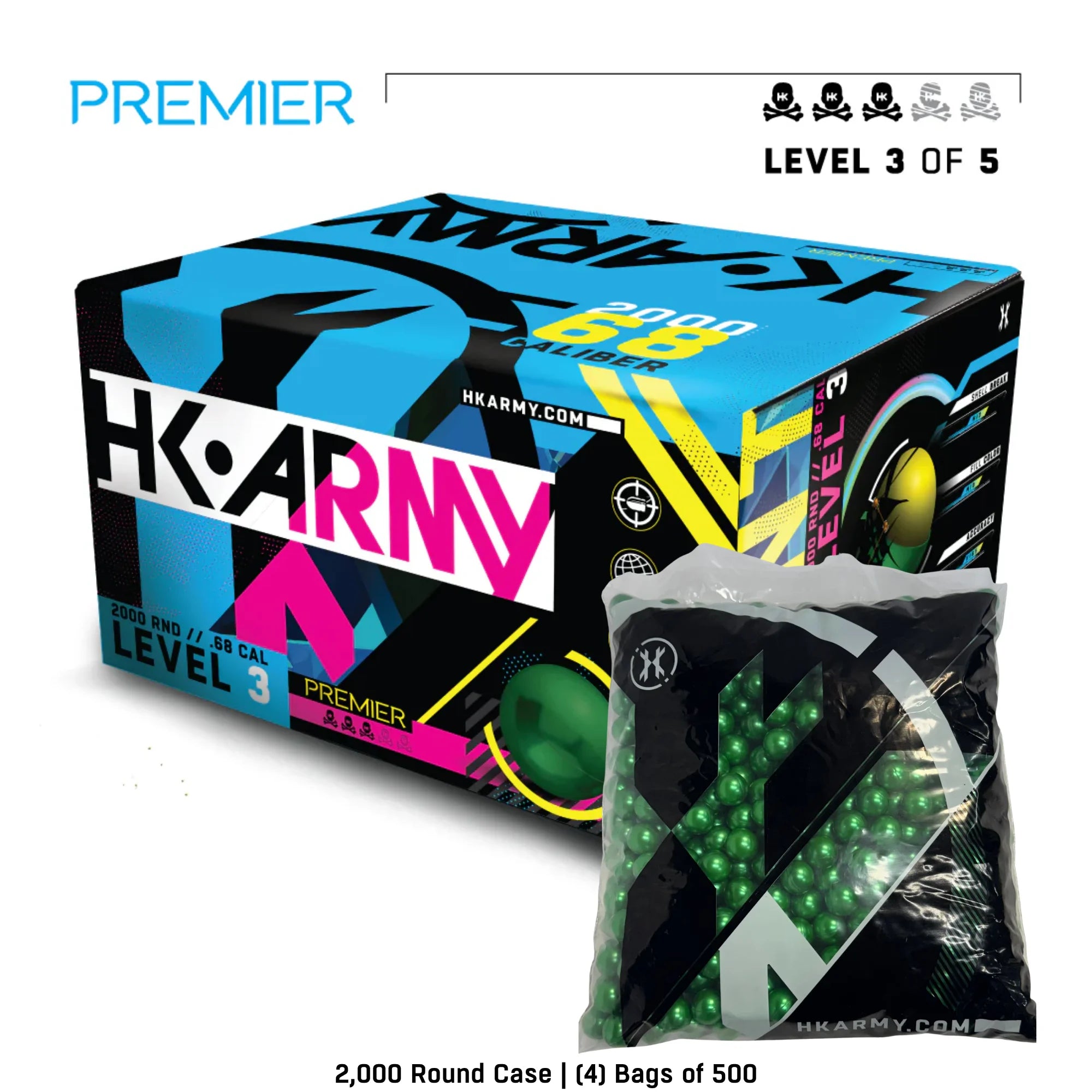 HK Army Level 3 paintballs .68 caliber green