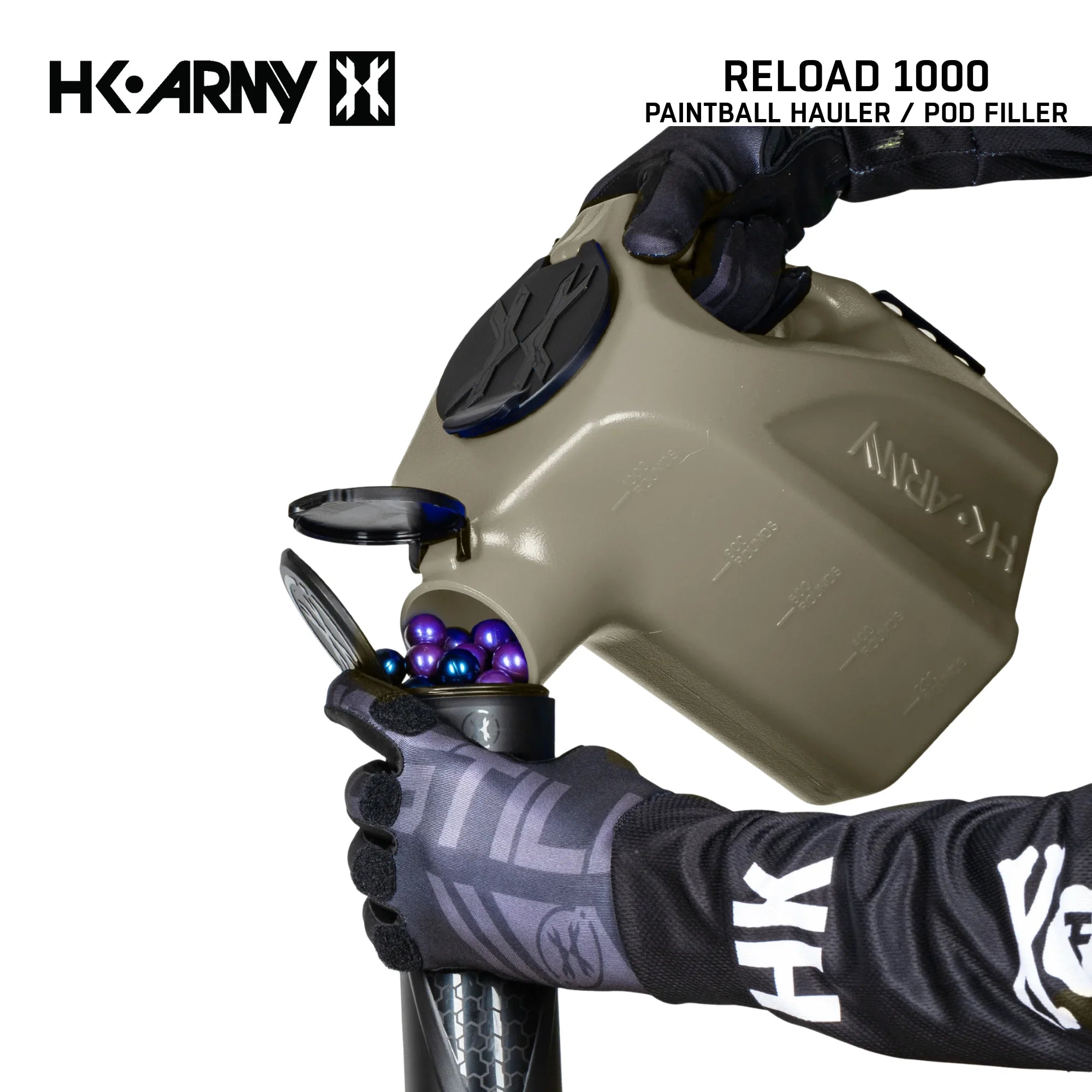 HK Army Reload 1000 round paintball hauler pod filler light smoke