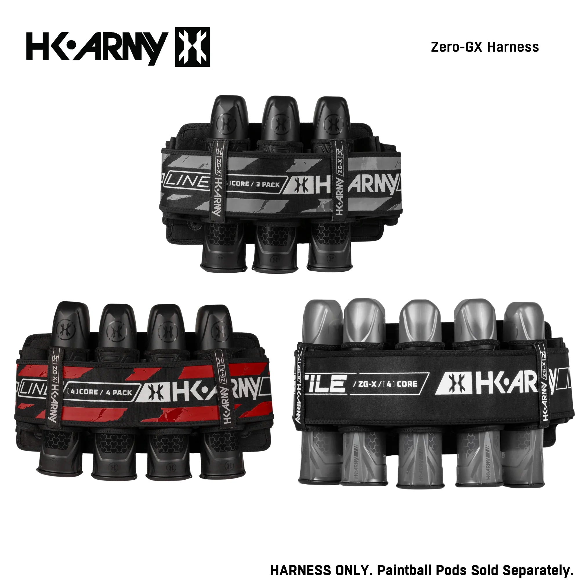 HK Army ZERO-GX Harness Pod Pack 3+2 4+3 5+4 Smoke color, pod pack harness, secure pod carry, for bunker moves, hero view