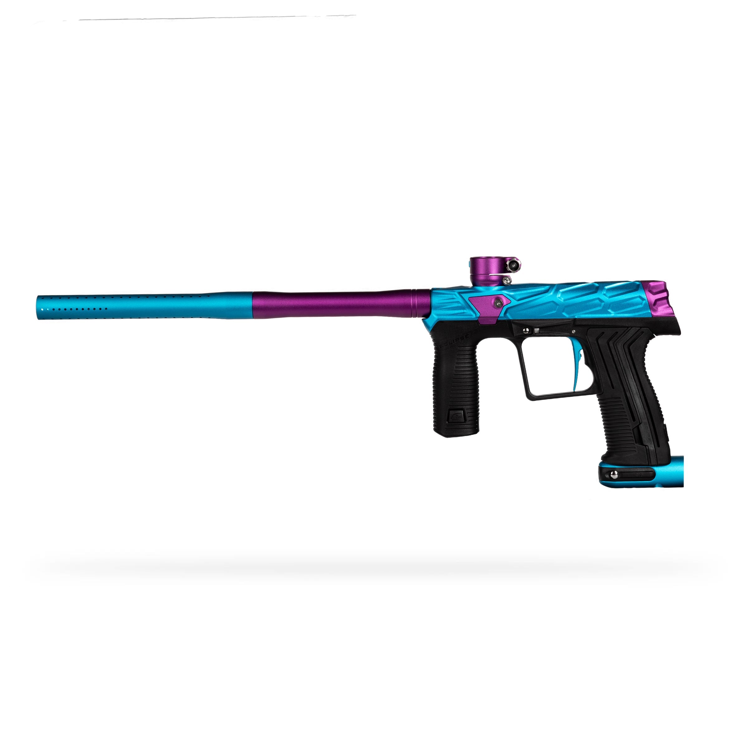 HK Army x Planet Eclipse ETHA3 MTL Hive Arctic Electronic std config, marker, accurate marker control, for woodsball play, rear angle