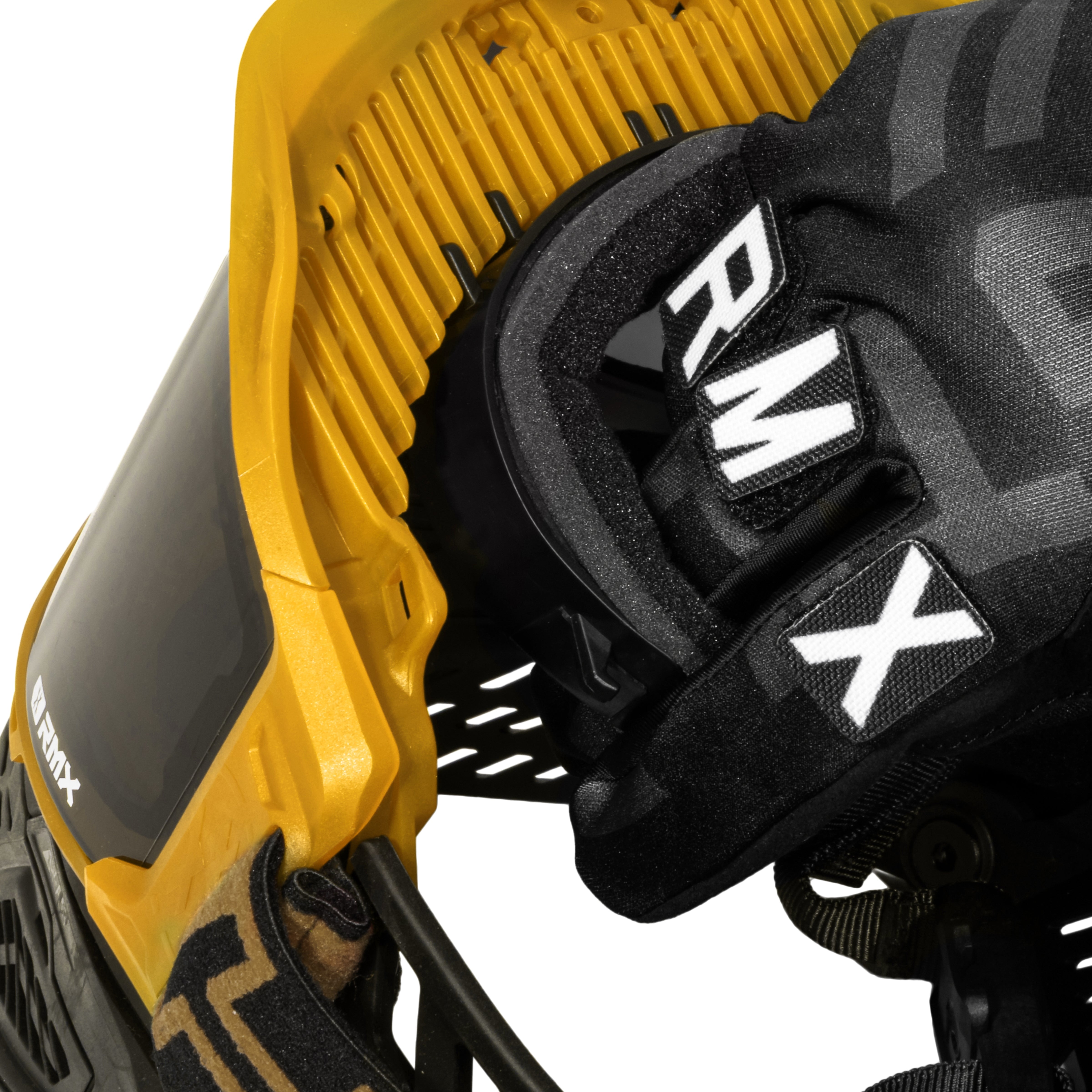 HK Army RMX Paintball Mask Goggle System Gold strap and foam detail