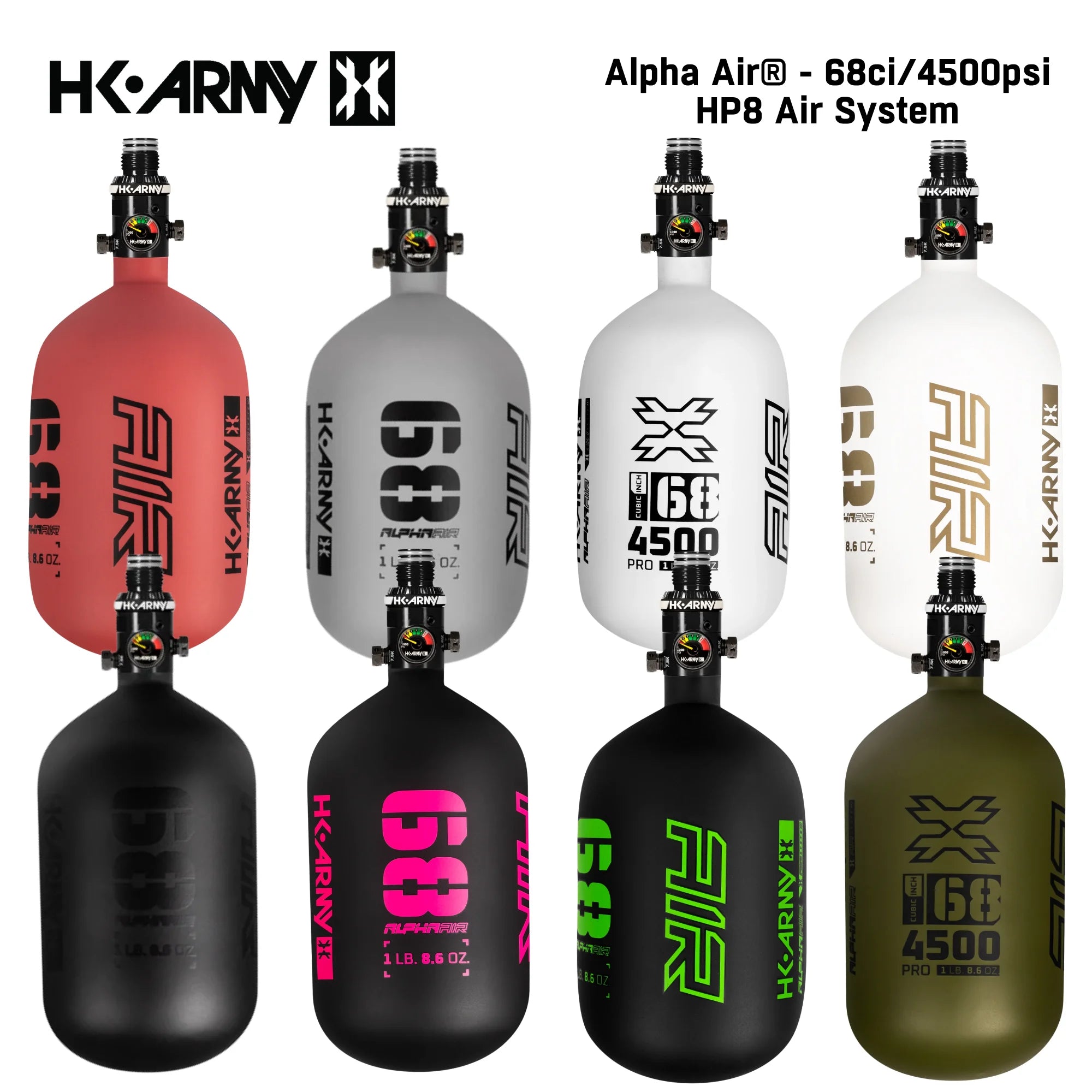 HK Army Alpha Air 68ci 4500 PSI Carbon Fiber HPA Tank w/ HP8 Regulator