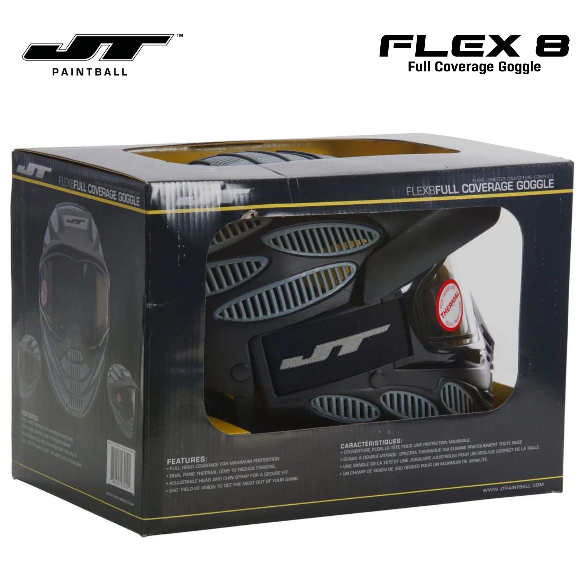 JT Spectra Flex 8 Full Coverage Thermal Paintball Mask Goggles - Grey