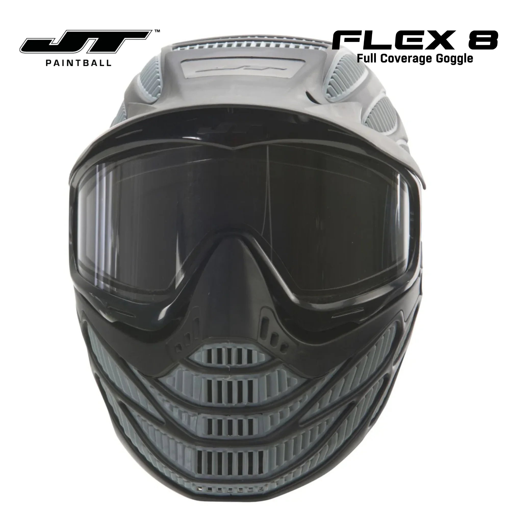 JT Spectra Flex 8 Full Coverage Thermal Mask Goggles - Grey std config, mask, face coverage, for tournament play, side profile