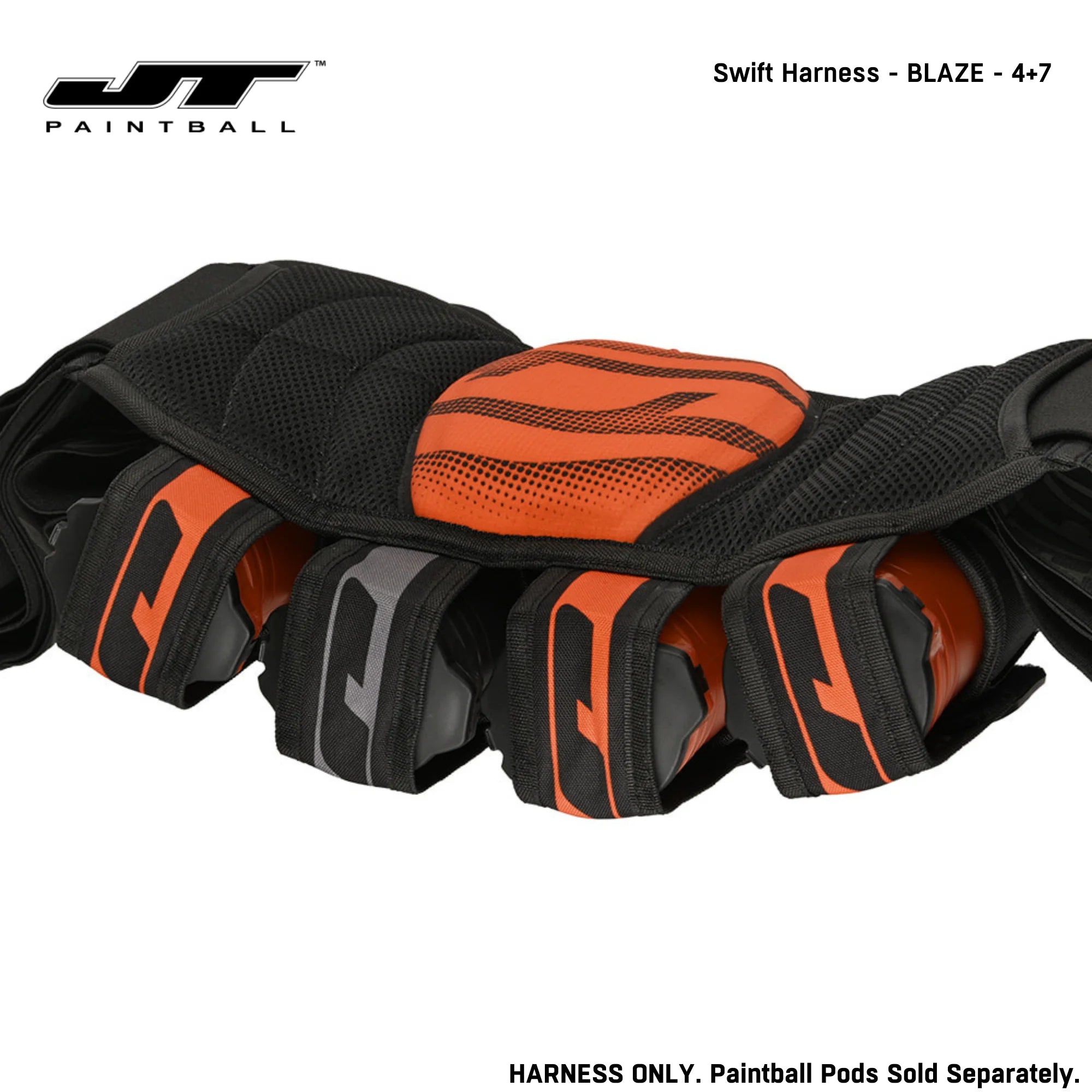 JT Swift Harness Pod Pack 4+7 and 5+8 Pod Capacity std config, pod pack harness, quick pod access, for bunker moves, overview angle