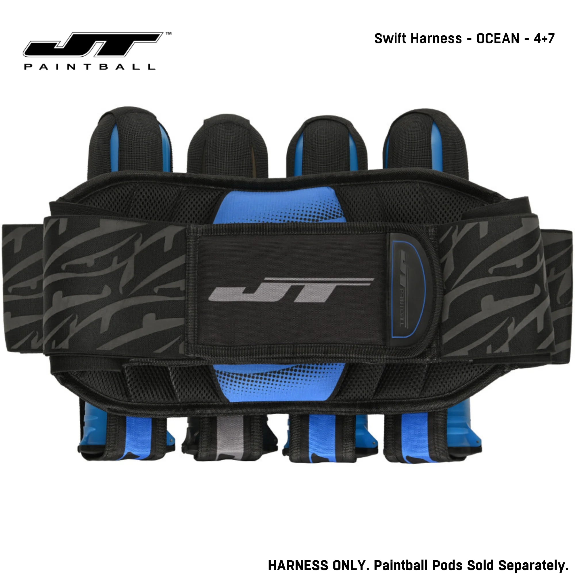 JT Swift Harness Pod Pack 4+7 and 5+8 Pod Capacity Lime color, pod pack harness, secure pod carry, for bunker moves, studio view