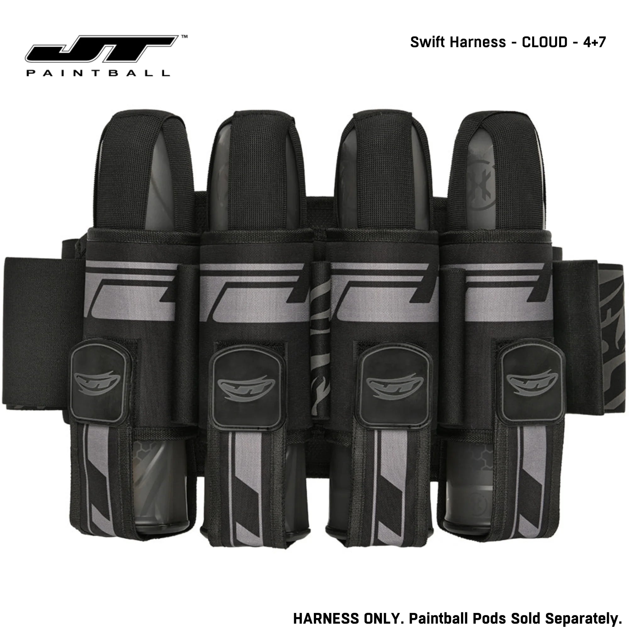 JT Swift Harness Pod Pack 4+7 and 5+8 Pod Capacity std config, pod pack harness, quick pod access, for bunker moves, performance detail