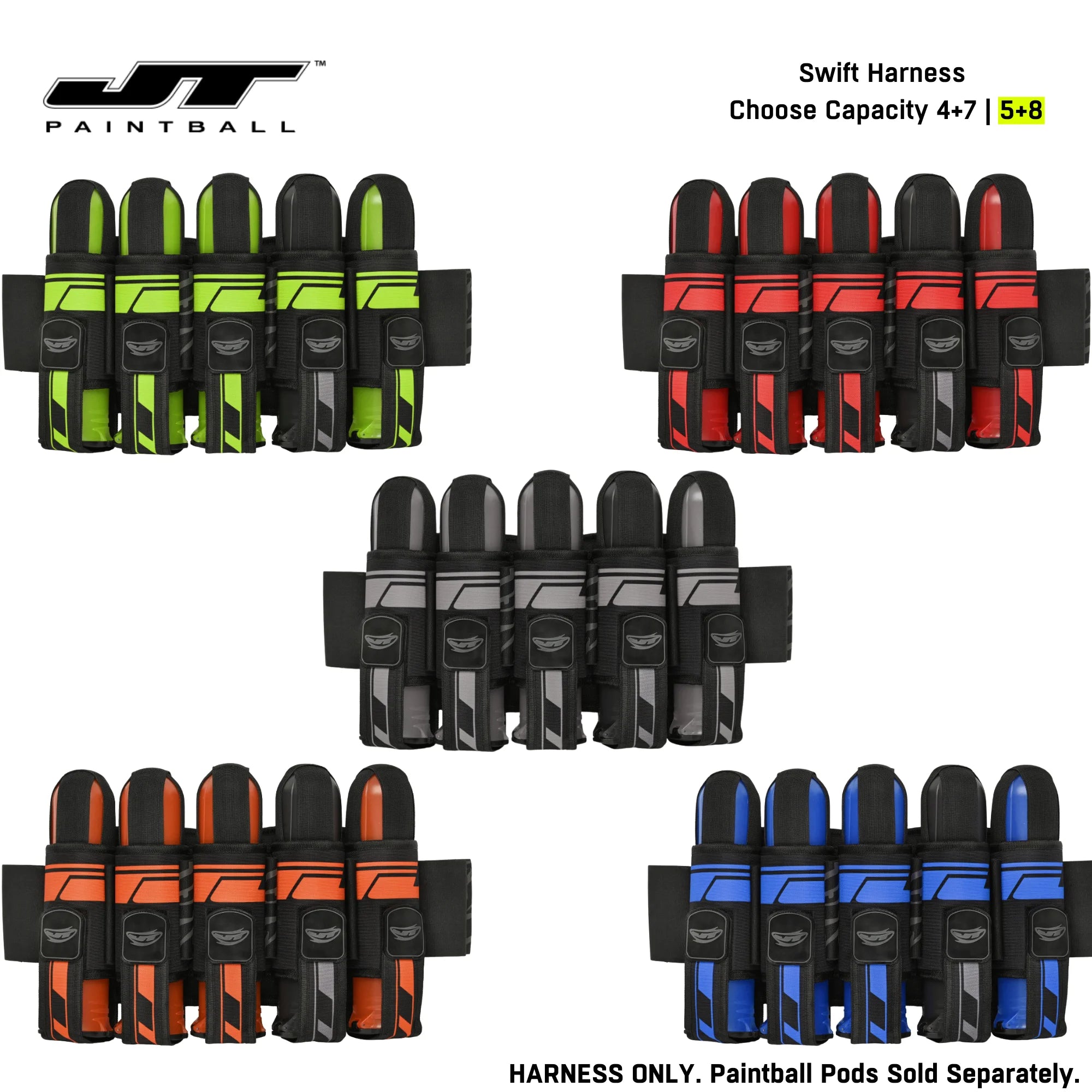 JT Swift Paintball Harness Pod Pack | 4+7 & 5+8 Pod Capacity