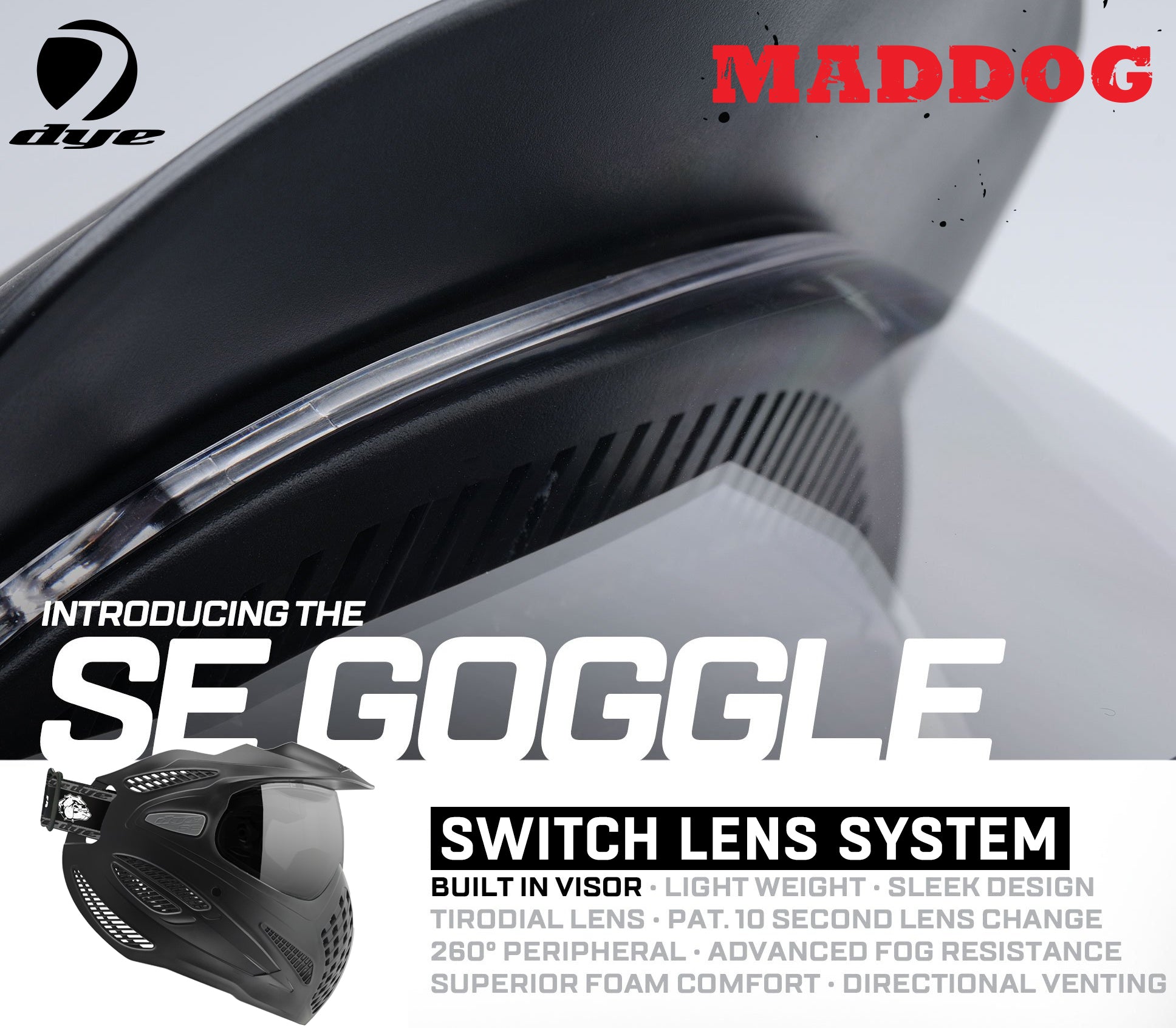 CLEARANCE Maddog Dye SE Special Edition Thermal Anti-Fog Paintball Mask Goggle | Smoke - Clear - Mirror | USED