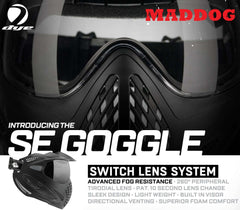 Maddog Dye SE Special Edition thermal anti-fog paintball mask goggle with switch lens system and built-in visor