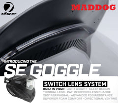 Maddog Dye SE Special Edition thermal anti-fog paintball mask with switch lens system and built-in visor