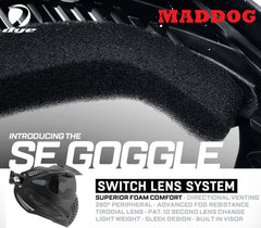 Maddog Dye SE Thermal paintball mask with anti-fog switch lens system and built-in visor