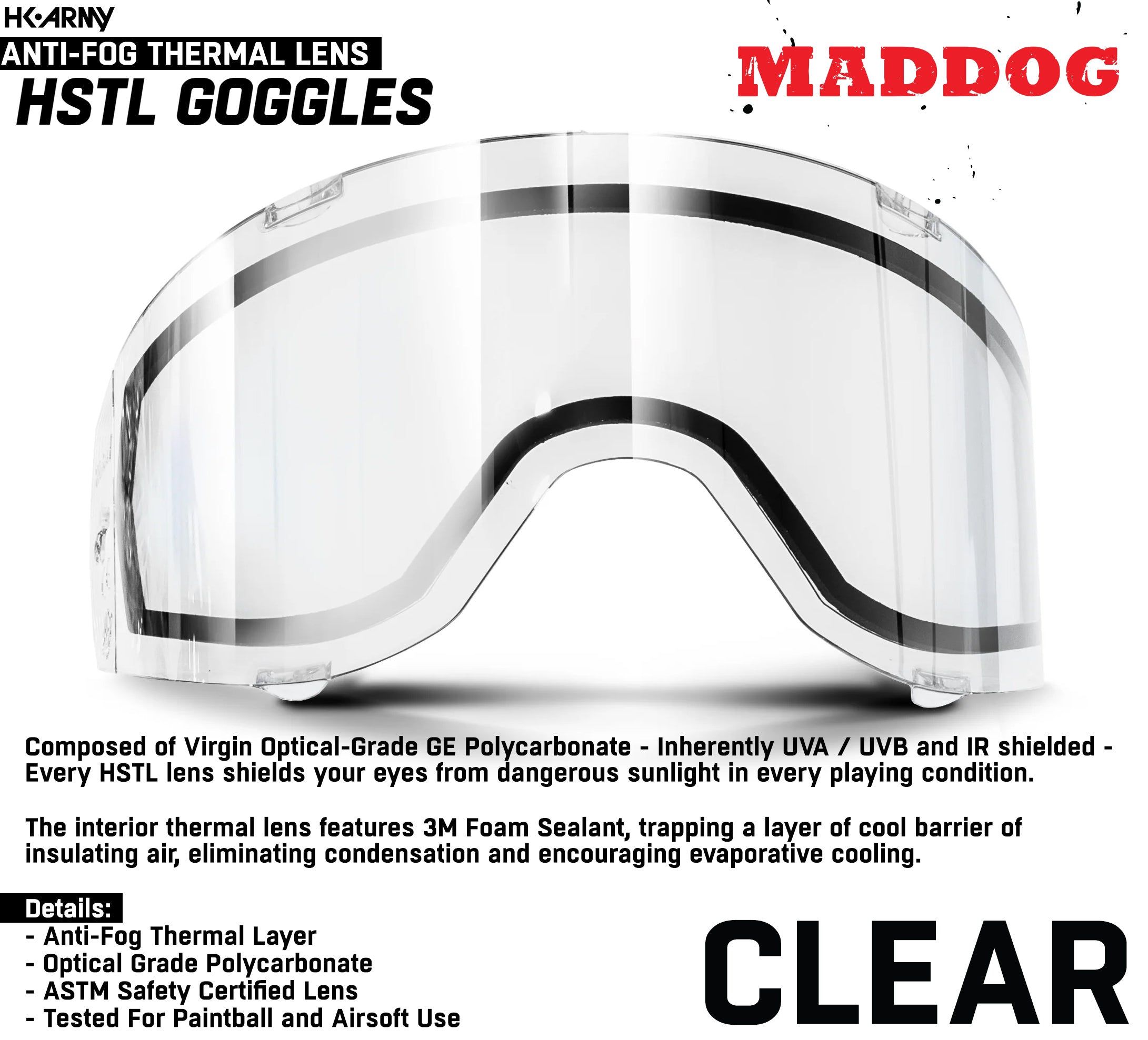 HK Army HSTL Thermal Replacement Lens | Anti-Fog Paintball Lens