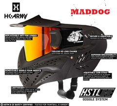 Maddog HK Army HSTL Goggle with anti-fog thermal lens, adjustable straps, lightweight breathable full-face paintball and airsoft mask.