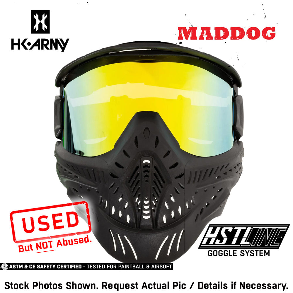 CLEARANCE Maddog HK Army HSTL Goggle Paintball Airsoft Mask with Anti Fog Thermal Lens - OPEN BOX / USED | CLEAR SMOKE FIRE ICE GOLD CHROME