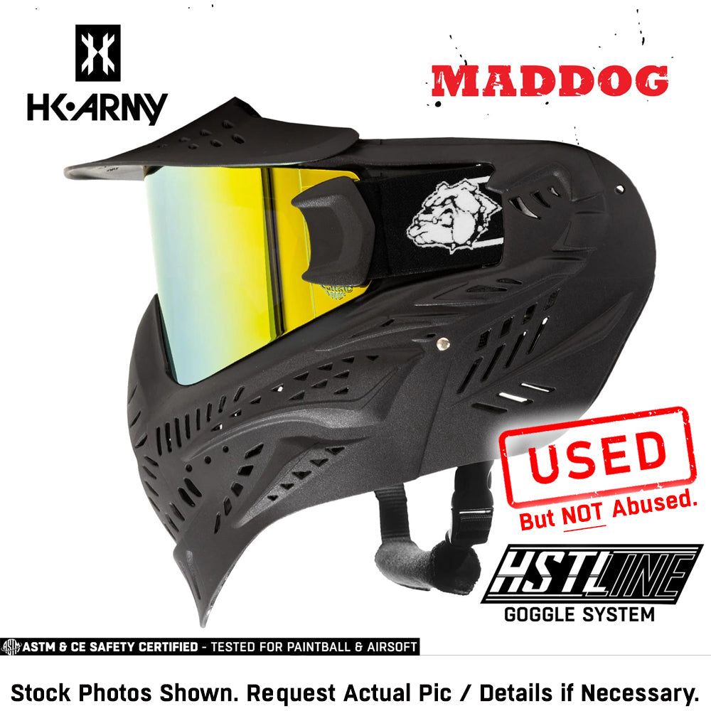 CLEARANCE Maddog HK Army HSTL Goggle Paintball Airsoft Mask with Anti Fog Thermal Lens - OPEN BOX / USED | CLEAR SMOKE FIRE ICE GOLD CHROME