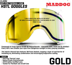 Maddog HK Army HSTL Goggle gold anti-fog thermal lens for paintball and airsoft mask protection