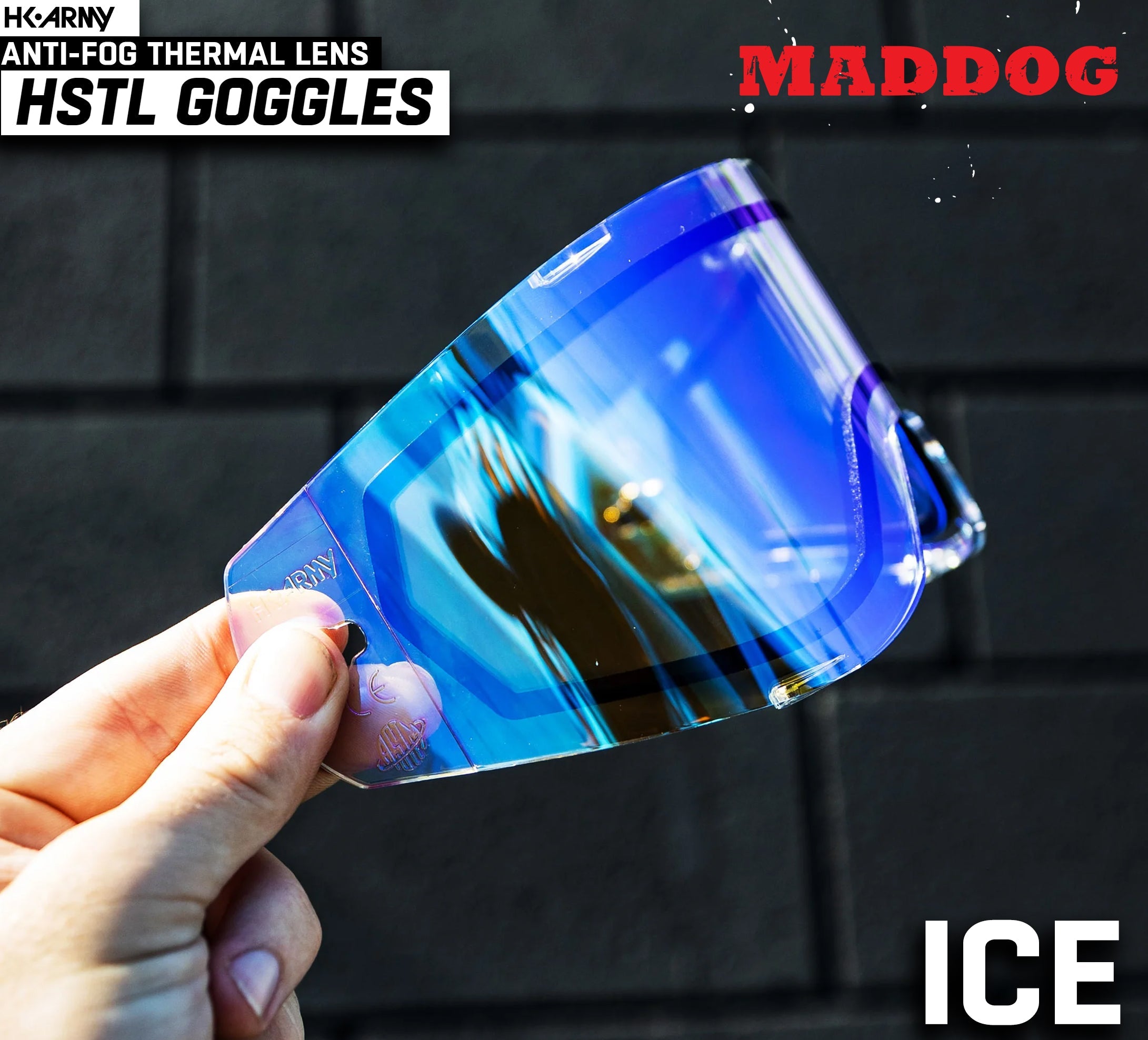 CLEARANCE Maddog HK Army HSTL Goggle Paintball Airsoft Mask with Anti Fog Thermal Lens - OPEN BOX / USED | CLEAR SMOKE FIRE ICE GOLD CHROME