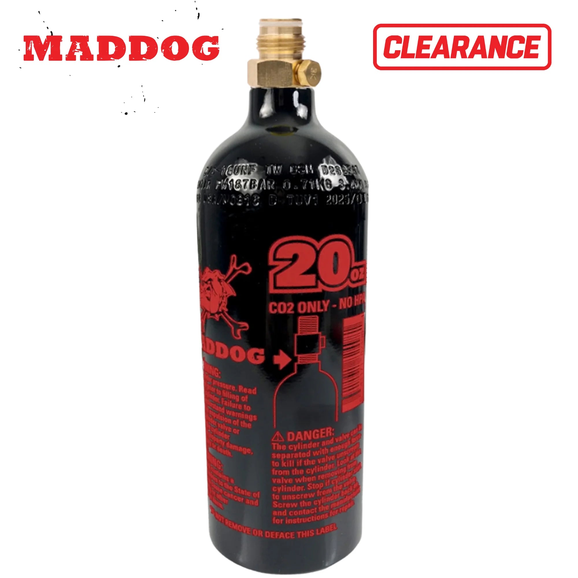CLEARANCE Maddog 20 Oz Aluminum Paintball Tank Co2 Bottle - Black | OPEN BOX / USED