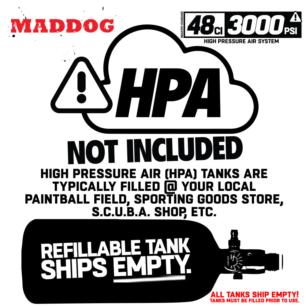 CLEARANCE Maddog 48/3000 Compressed Air Aluminum HPA Paintball Tank with Regulator | Open Box - Used But NOT Abused
